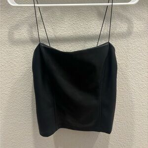 Black Leather Spaghetti Strap Top
